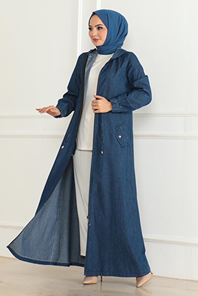 Missvalle Beli Lace-Up Denim Jacket Dark Blue 19226