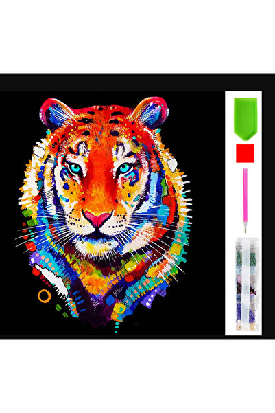 zola Goblen mozaic cu diamante, model tigru abstract, 30 x 30 cm