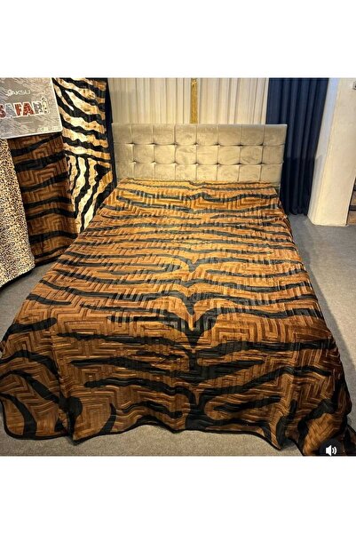 YÜNTEKS Aksu Safari Double Ultra Soft Embossed Mink Blanket Leopard Pattern