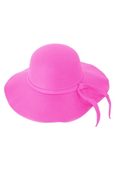 FashionForYou Pălărie vintage de damă, cu bor larg și fundă, ROZ, Pălărie