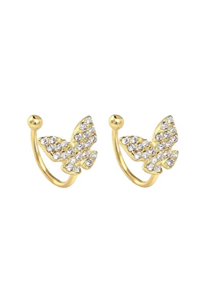 delis 925 silver ear cuffs, JW1679, butterfly pattern, gold plated