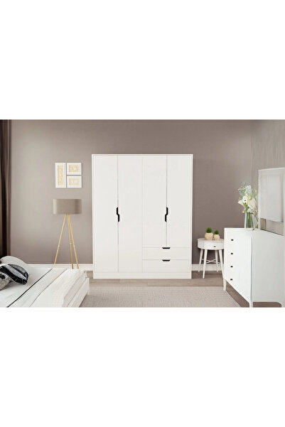 ZEYTUNHOME Moderno XL 4 Kapaklı 2 Çekmeceli Gardırop – Geniş Aileler İçin Şık...