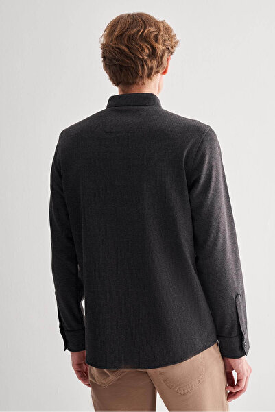 İmza Smart Slim Fit Casual Black Men's Shirt 1004255170