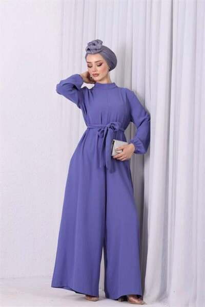 Dipmoda kadın bordo kuşaklı gül detaylı salaş tulum DPMS003