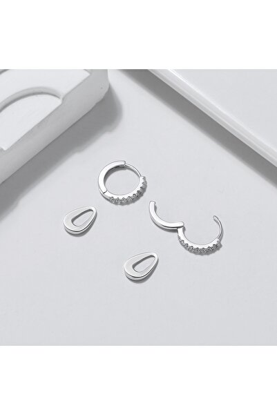 delis Στρογγυλά σκουλαρίκια από ασήμι 925, JW1800, κομψό μοντέλο, επιροδιωμένο