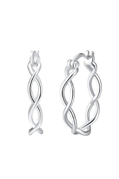 delis Round earrings 925 silver, JW1781, braided pattern, rhodium plated