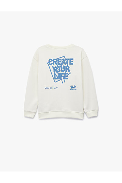 Koton Printed Long Sleeve Crew Neck Oversized Sweatshirt