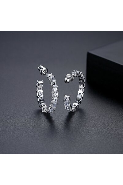 delis Στρογγυλά σκουλαρίκια από ασήμι 925, JW1792, κομψό μοντέλο, επιροδιωμένο