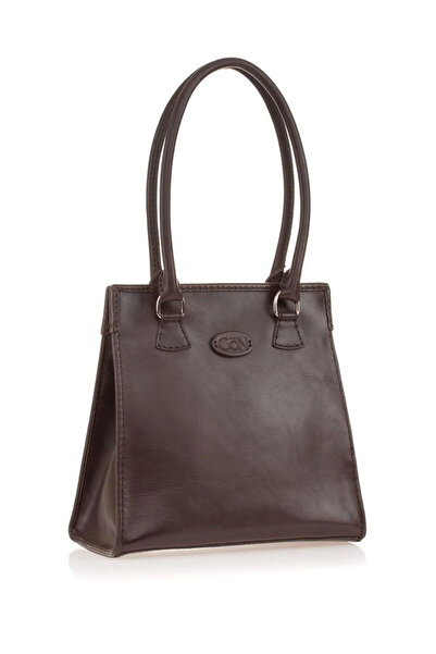 GÖN Women's Handmade Leather Snap Closure Logo Detailed Hand and Shoulder Bag Armo