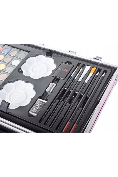 zola 145-piece painting and drawing set, suitcase-style bag, durable handle, 34x23x9 cm, blue