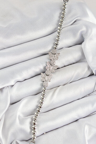 Skygo Brass Zircon Stone Butterfly Model Silver Color Women's Bracelet - Tj-Bb7542