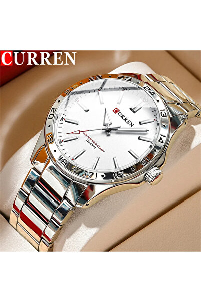 Curren Sport Quartz Fashion Simple Silver White Men's Wristwatch