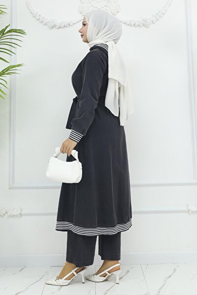 Missvalle Hooded Ribbed Denim Suit Smoked 19244