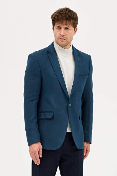 Frappoli Luduno Erkek Haki Kalın Mono Yaka Slim Fit Casual Blazer Ceket