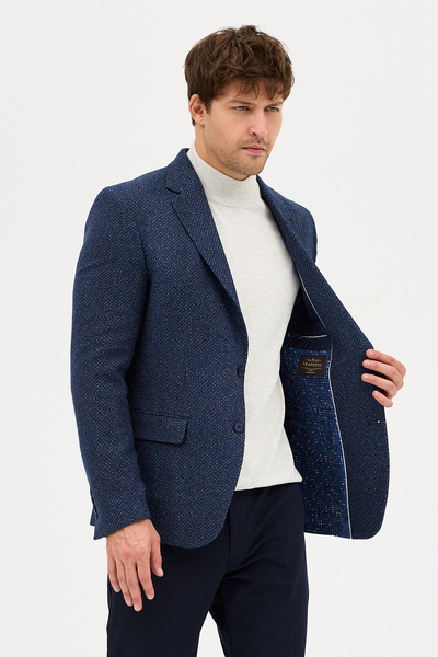 Frappoli Nonni Чоловічий відкритий темно-синій Slim Fit вузький крій Mono Yaka Casual Blazer піджак