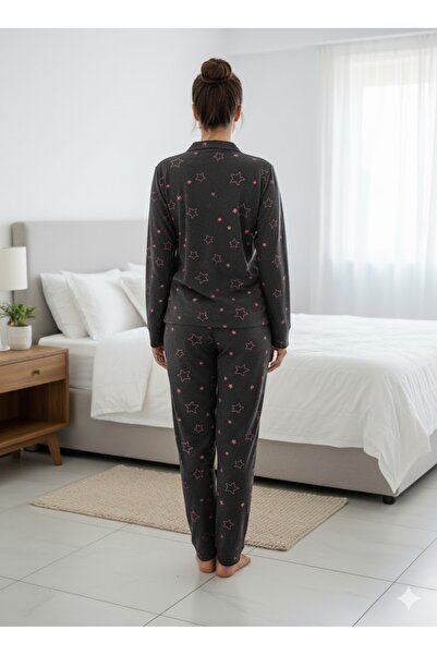 FAMES PİJAMA Women's Button-Detail Pajama Set