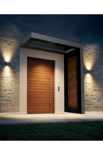 KORRAIN VIELA WOOD- AHŞAP TASARIMLI ALÜMİNYUM KAPI ÜSTÜ SUNDURMA-SAĞ-200 CM