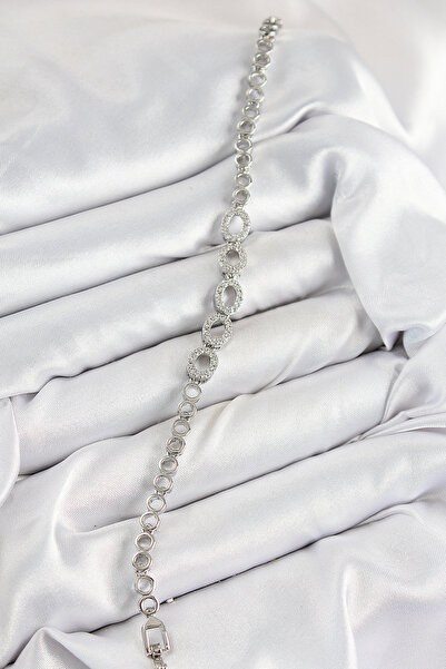 Skygo Brass Zircon Stone Oval Model Silver Color Women's Bracelet - Tj-Bb7544