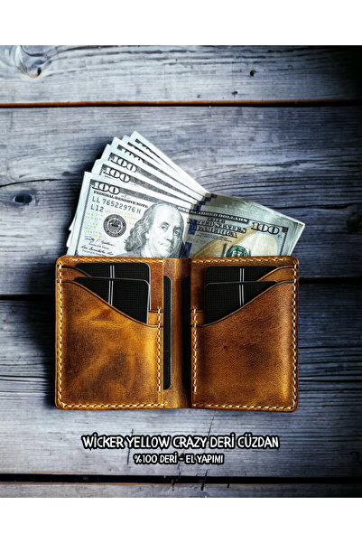 Nicevia Wicker Yellow Crazy Leather Wallet