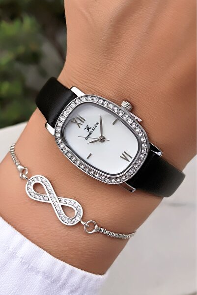 Daniel Klein Original Minimal Black Soft Leather Cord Women's Wristwatch Bracelet with Gift