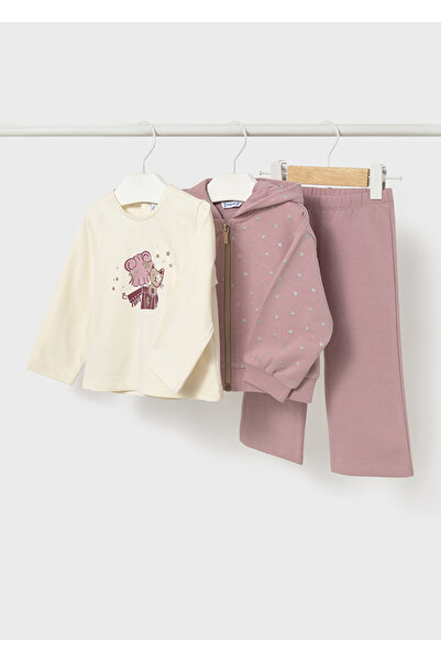 MAYORAL Triple Set with Cardigan for Ages 1-4 - Pink