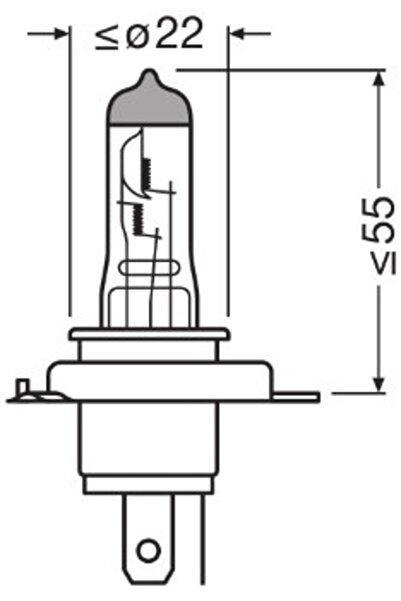 ams-OSRAM SET DE 2 BECURI 12V H4 60/55 W NIGHT BREAKER +220% OSRAM