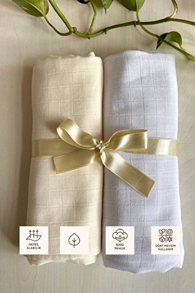 Sevza Kids Multi-Purpose 2-Piece Muslin Blanket & Throw, 100% Cotton Dreamy Collection Cream