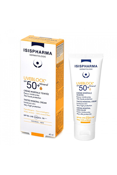 ISISPHARMA UVEBLOCK SPF 50+ Tinted Mineral Sunscreen Cream, 40 ml