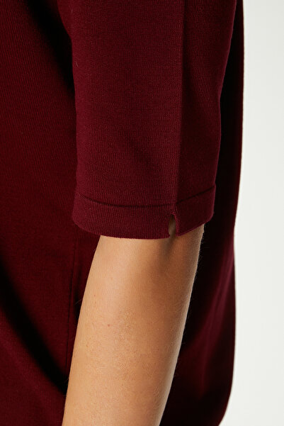 Ritnice Viscose Texture Next Premium Selection Burgundy Half Sleeve Knitwear Sweater
