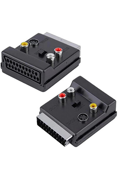 Powermaster PM-3187 SCART Erkek Dişi - RCA + S-Video Anahtarlı Çift Yönlü AV ...