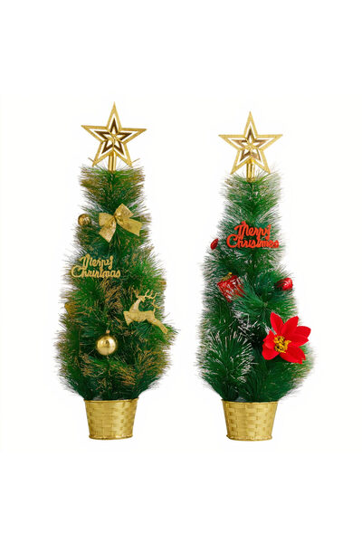 Issa Decorative 50 cm Christmas Tree in Gold Pot with Ornaments, Various Models