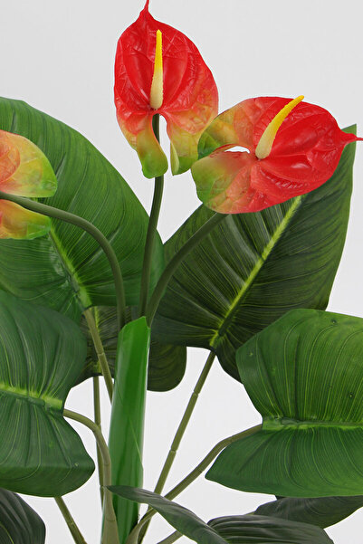 Yapay Çiçek Deposu Yapay Ağaç Çiçekli Gala Bitkisi 70 cm(9 Yaprakli-3 Çiçekli)