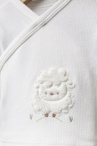 Bebitof 100% Cotton Lamb Patterned 5 Piece Newborn Hospital Release Bodysuit Set Bbtf.Ekr.20128