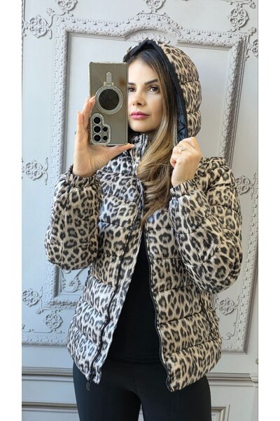 GLAMSI Short jacket with animal print and detachable hood