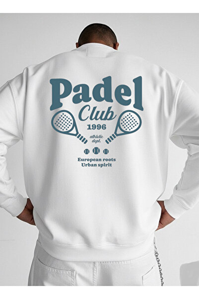 LORVEX Swea tricou cu imprimeu PADEL CLUP, supradimensionat, unisex, cu guler...