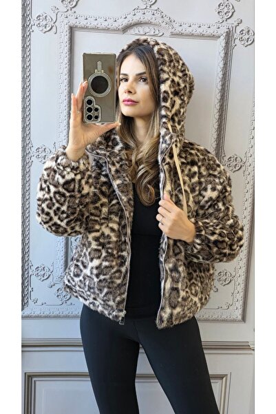 GLAMSI Warm eco-fur sweatshirt with Hooded and zipper