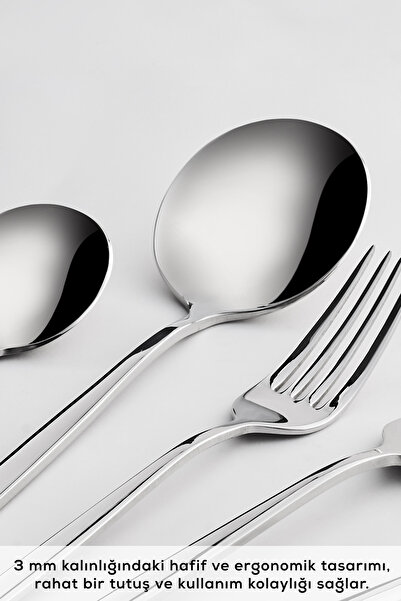 Karaca Porto 30 Parça 6 Kişilik Çatal Kaşık Bıçak Takımı Platin