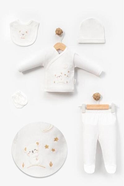 Bebitof 100% Cotton Cute Baby Koala Patterned 5-Piece Newborn Hospital Departure Bodysuit Set BBTF.EKR.