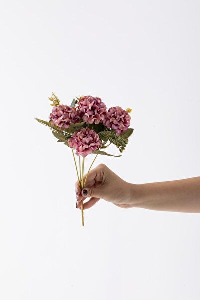 Güleç Yapay Çiçek Yapay Ortanca Çiçeği 30 Cm 5 Dal Gül Kurusu
