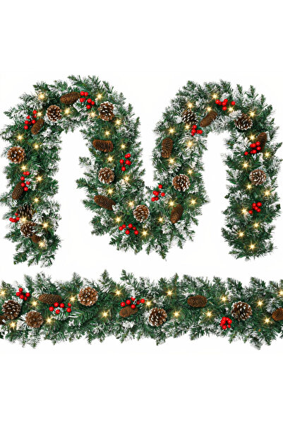 Issa Christmas Garland 270cm with 50 LEDs, Cones and Red Fruits, Nins Model