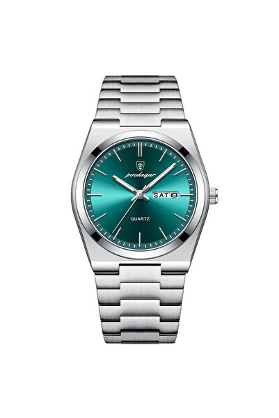 POEDAGAR Ceas bărbătesc analogic cu cuarț, dată, zi din săptămână, oțel, argi...