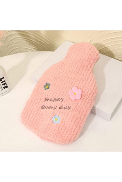 Shopimo Peluş Sıcak Su Torbası | Polarlı, Örgülü, Yumuşak, Güvenli ve Şık | 1 Litre