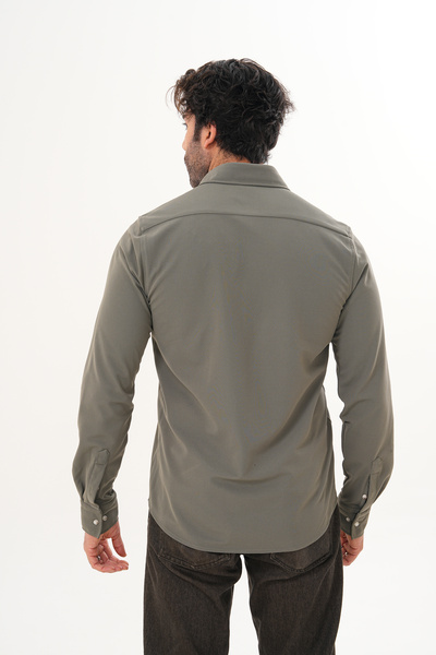 Catto Peak Gömlek Örme Petek Kumaş Mevsimlik Likralı Regular Erkek Gömlek