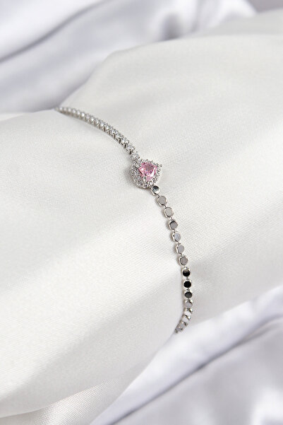 Skygo Brass Zircon Stone Heart Model Crush Chain Silver Color Women's Bracelet - Tj-Bb7586