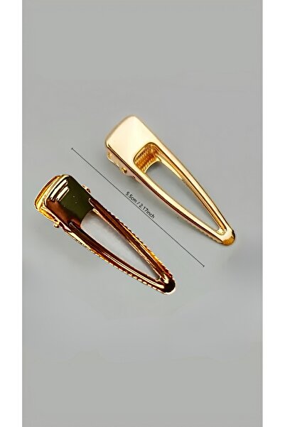 TREND 2 Pcs Retro Gold Metal Rectangular Alligator Clip Hairpin Set - Modern Hair Clip