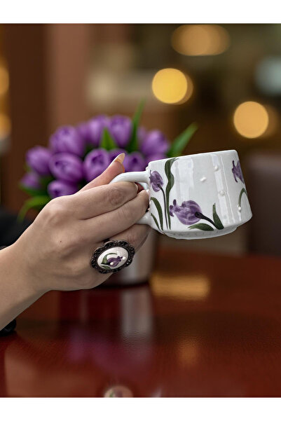 İlbay Çini Takı Cup Ring Set Purple Tulip