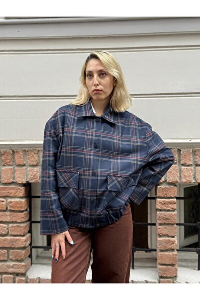 Retrobird Design Plaid Patterned Brooklyn Bomber Jacket Multi-Colored