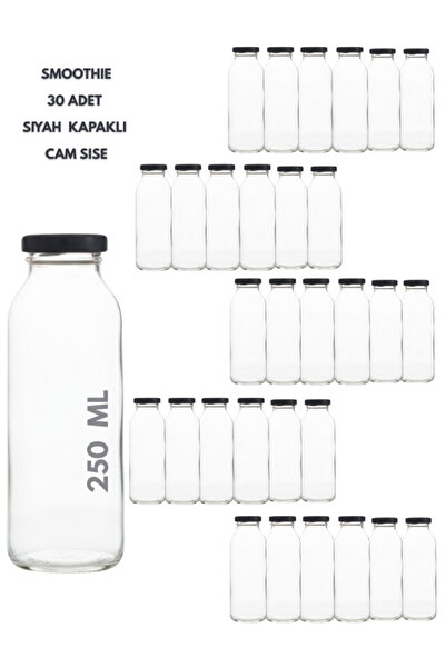 Milea 30 Adet Smoothie Şeffaf Meyve Suyu,Meşrubat, Limonata Şişesi Metal Kapa...