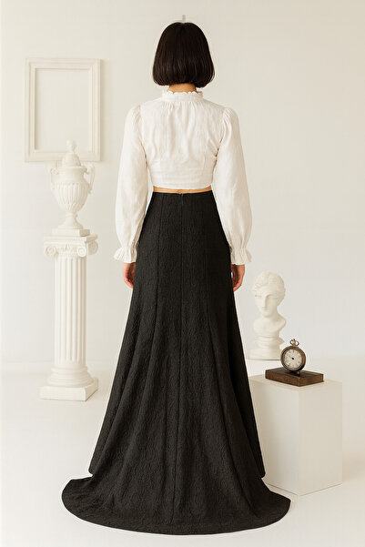 ŞIK VE MUTLU Jacquard Asymmetrical Patterned Periodic Skirt