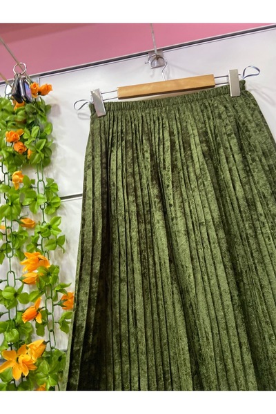 edu collection Fusta căptușită cu pliuri din catifea, lungime midi